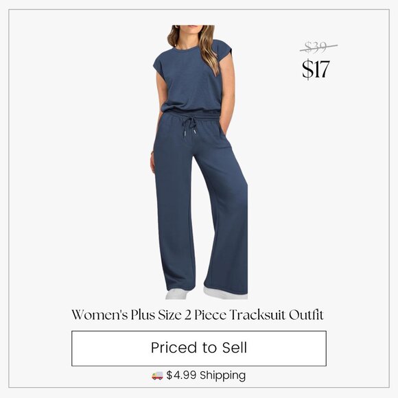 Eytino Womens Plus Size 2 Piece Tracksuit Outfit - Picture 1 of 5